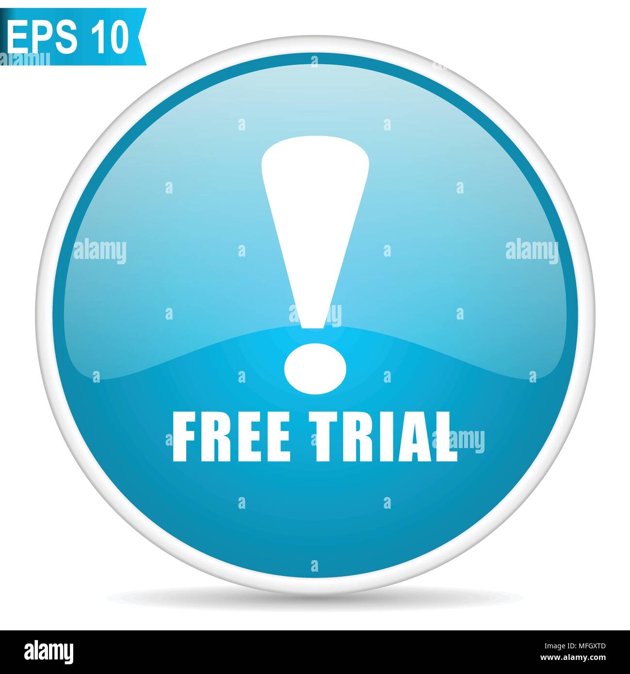 Free trial blue glossy round vector icon in eps 10. Editable modern design internet button on white background. Stock Vector