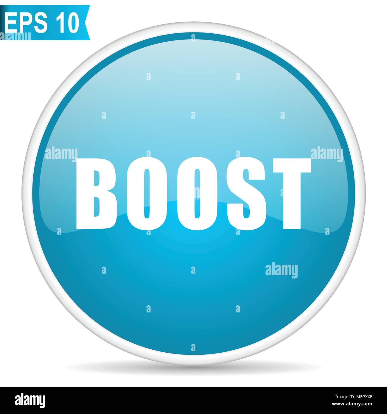 Boost blue glossy round vector icon in eps 10. Editable modern design ...
