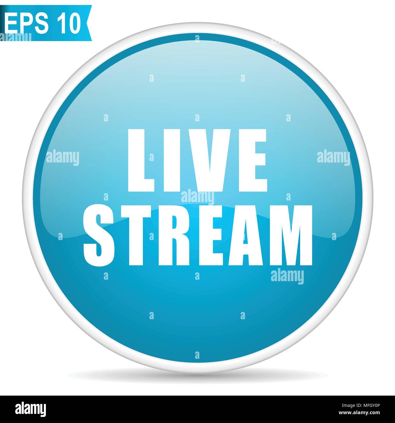 Live stream blue glossy round vector icon in eps 10. Editable modern ...
