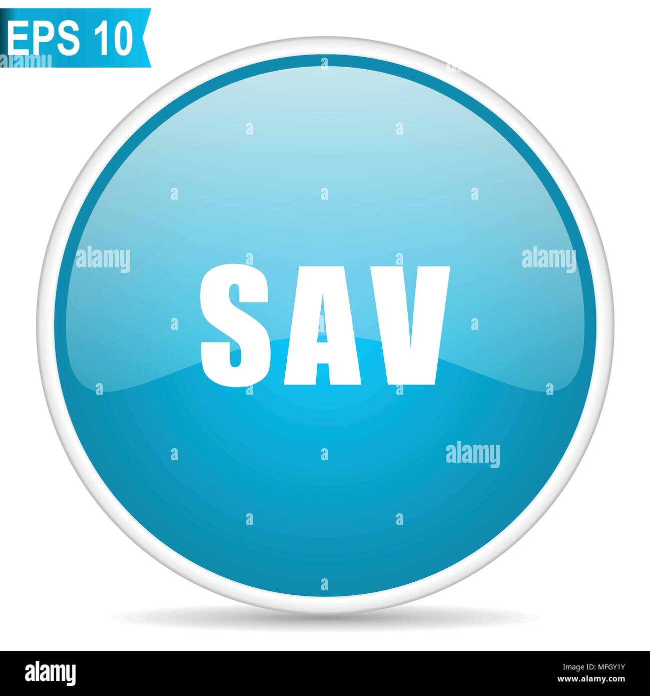 Sav blue glossy round vector icon in eps 10. Editable modern design internet button on white background. Stock Vector