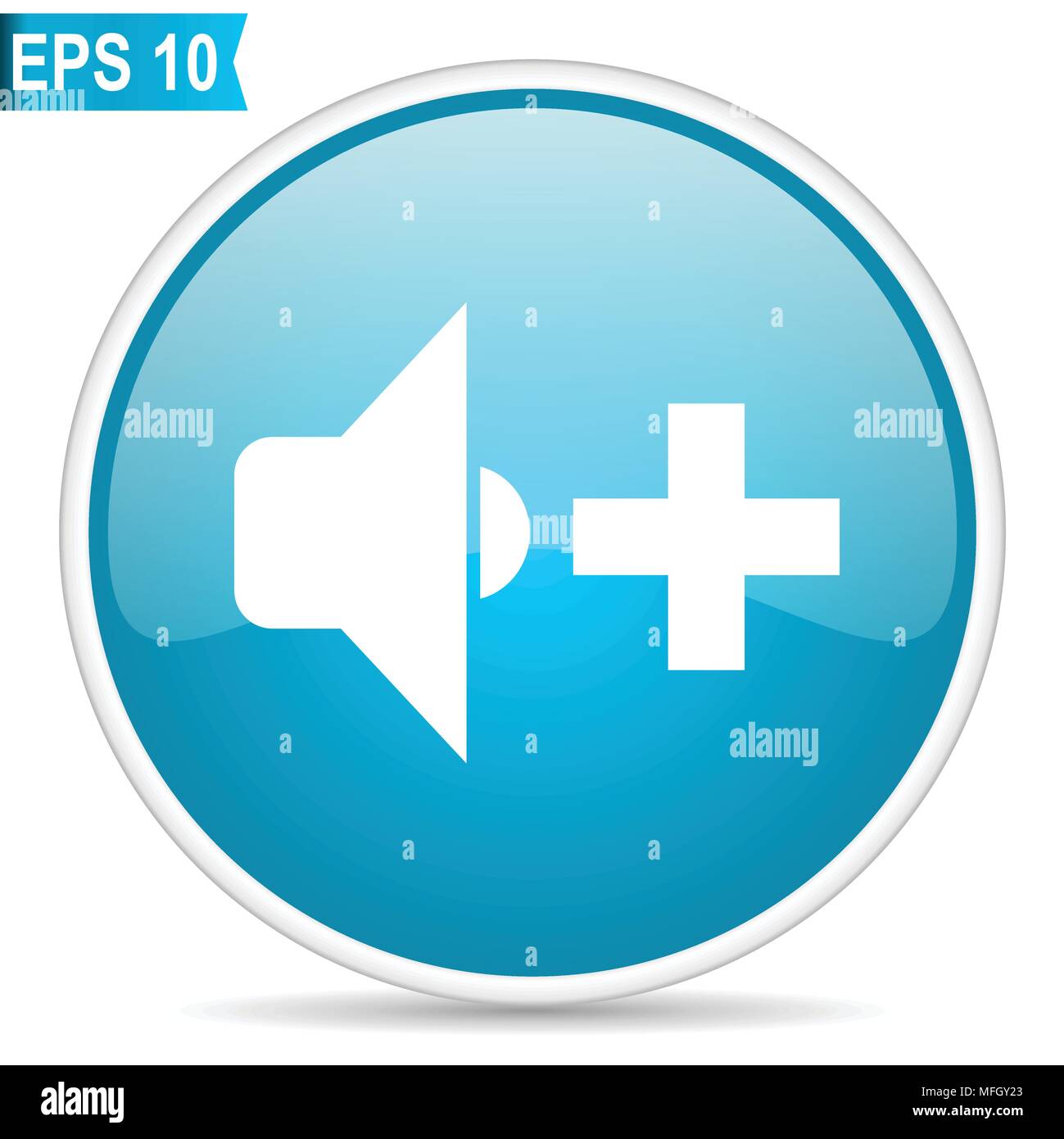 Speaker volume blue glossy round vector icon in eps 10. Editable modern ...