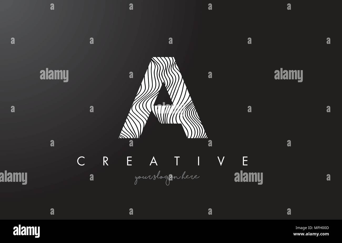 A Letter Logo with Zebra Lines Texture Design Vector Illustration. Stock Vector