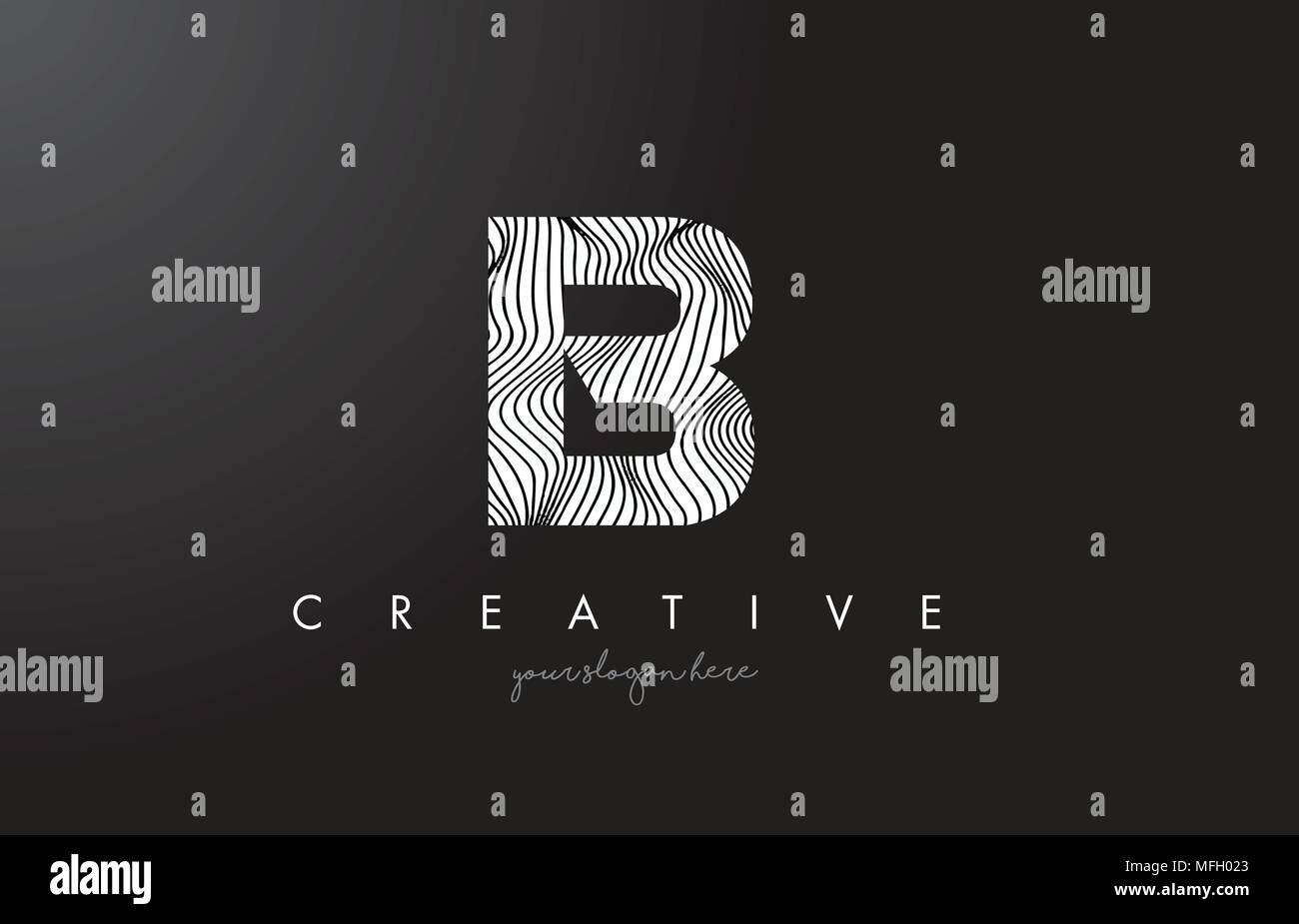 B Letter Logo with Zebra Lines Texture Design Vector Illustration. Stock Vector