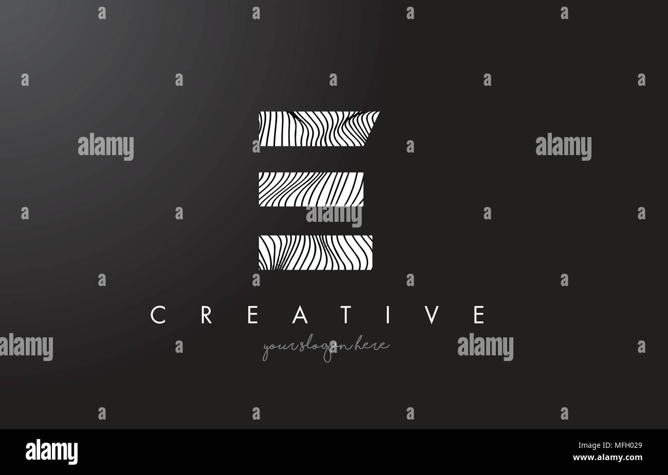 E Letter Logo with Zebra Lines Texture Design Vector Illustration. Stock Vector