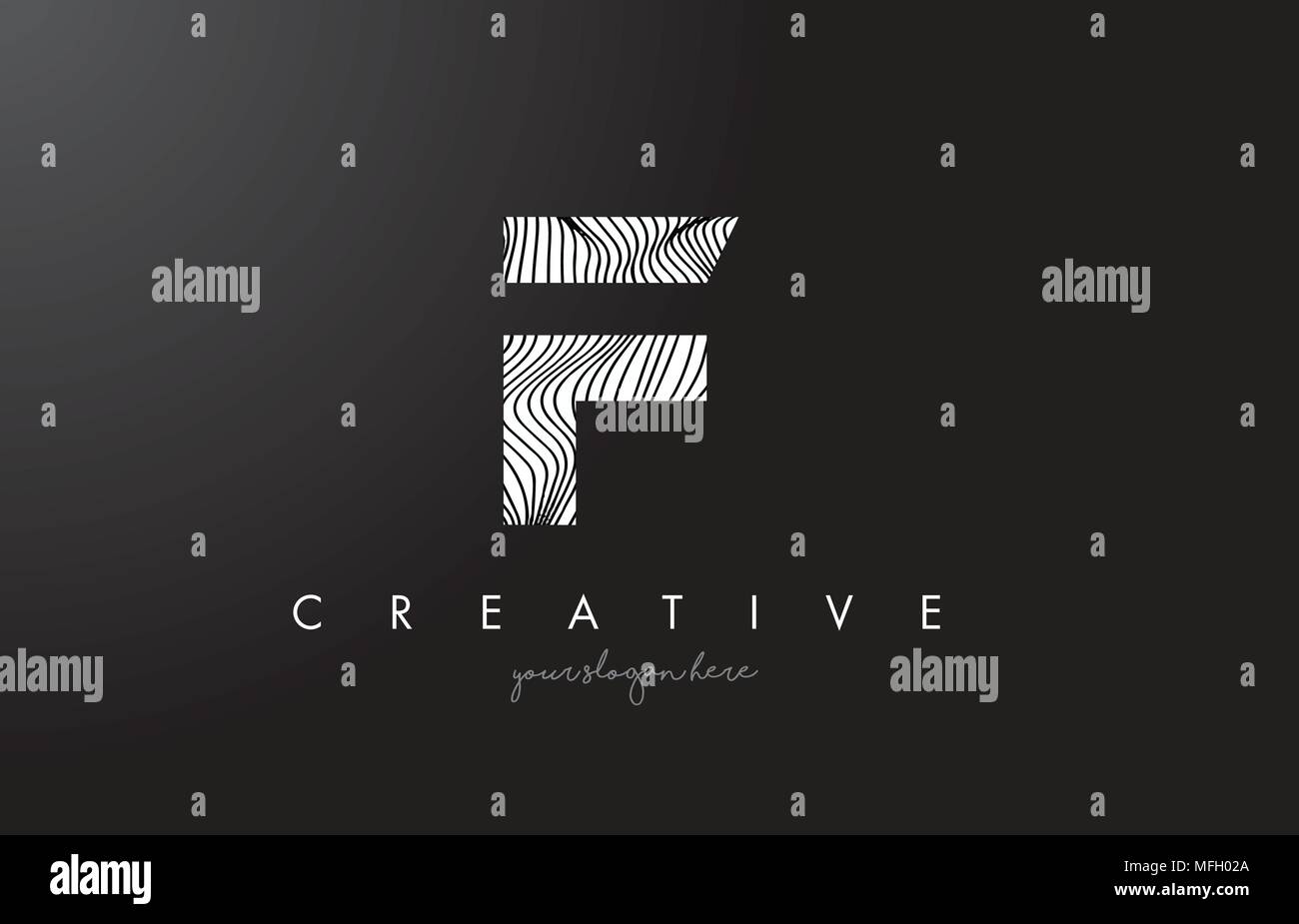 F Letter Logo with Zebra Lines Texture Design Vector Illustration. Stock Vector