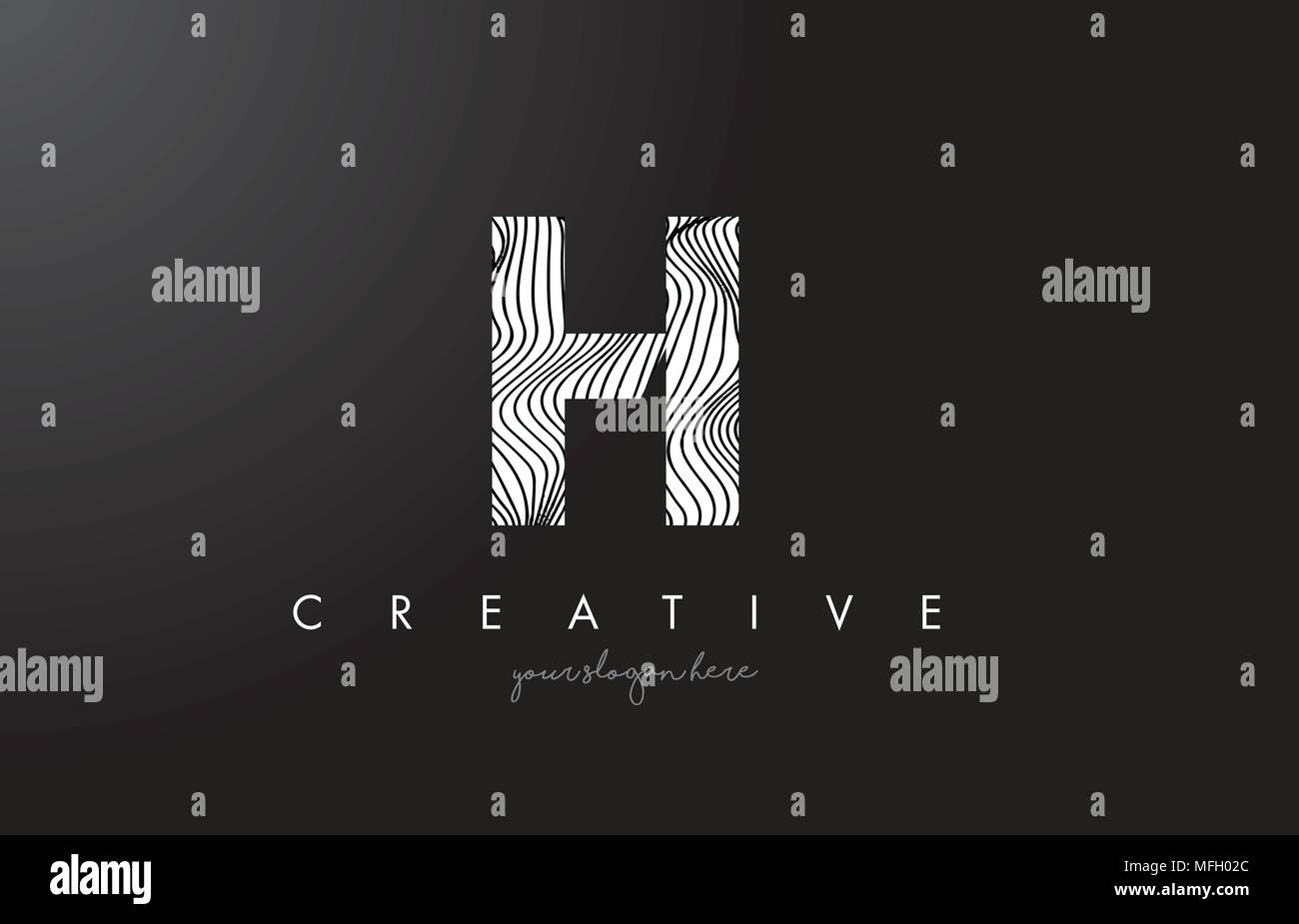 H Letter Logo with Zebra Lines Texture Design Vector Illustration. Stock Vector