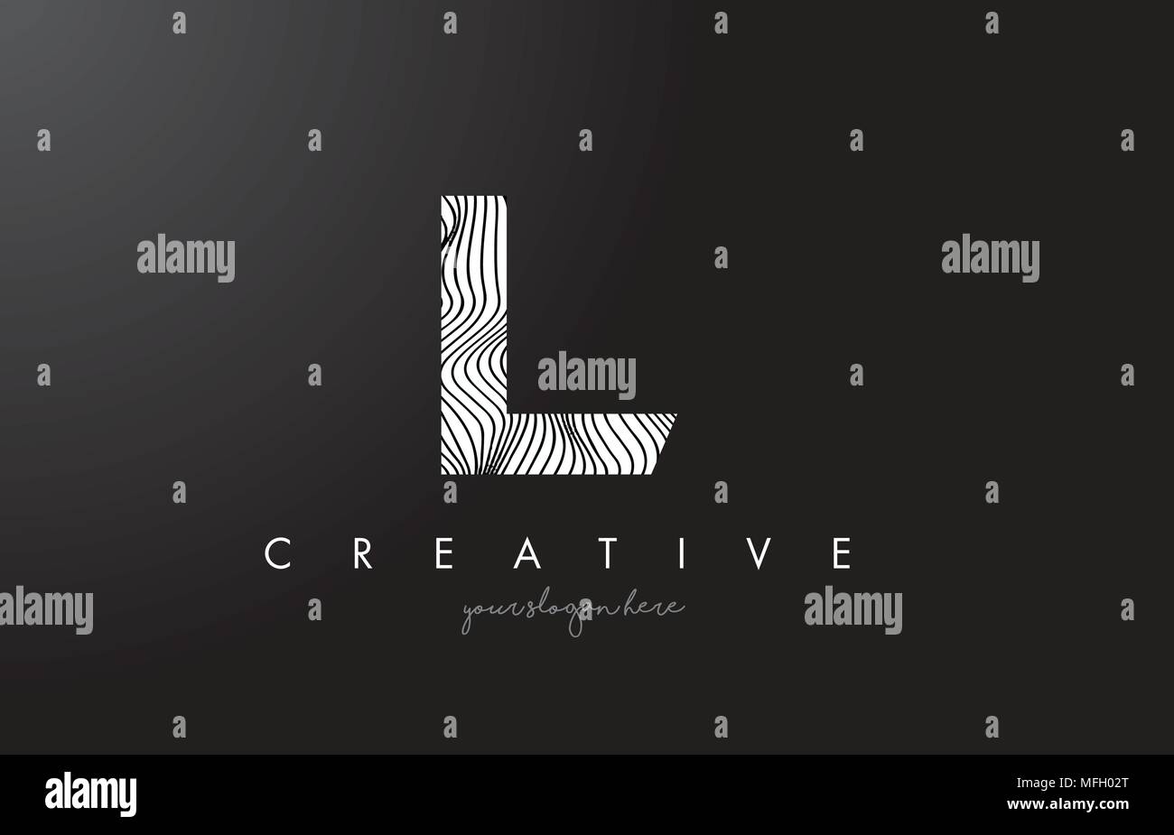 L Letter Logo with Zebra Lines Texture Design Vector Illustration. Stock Vector