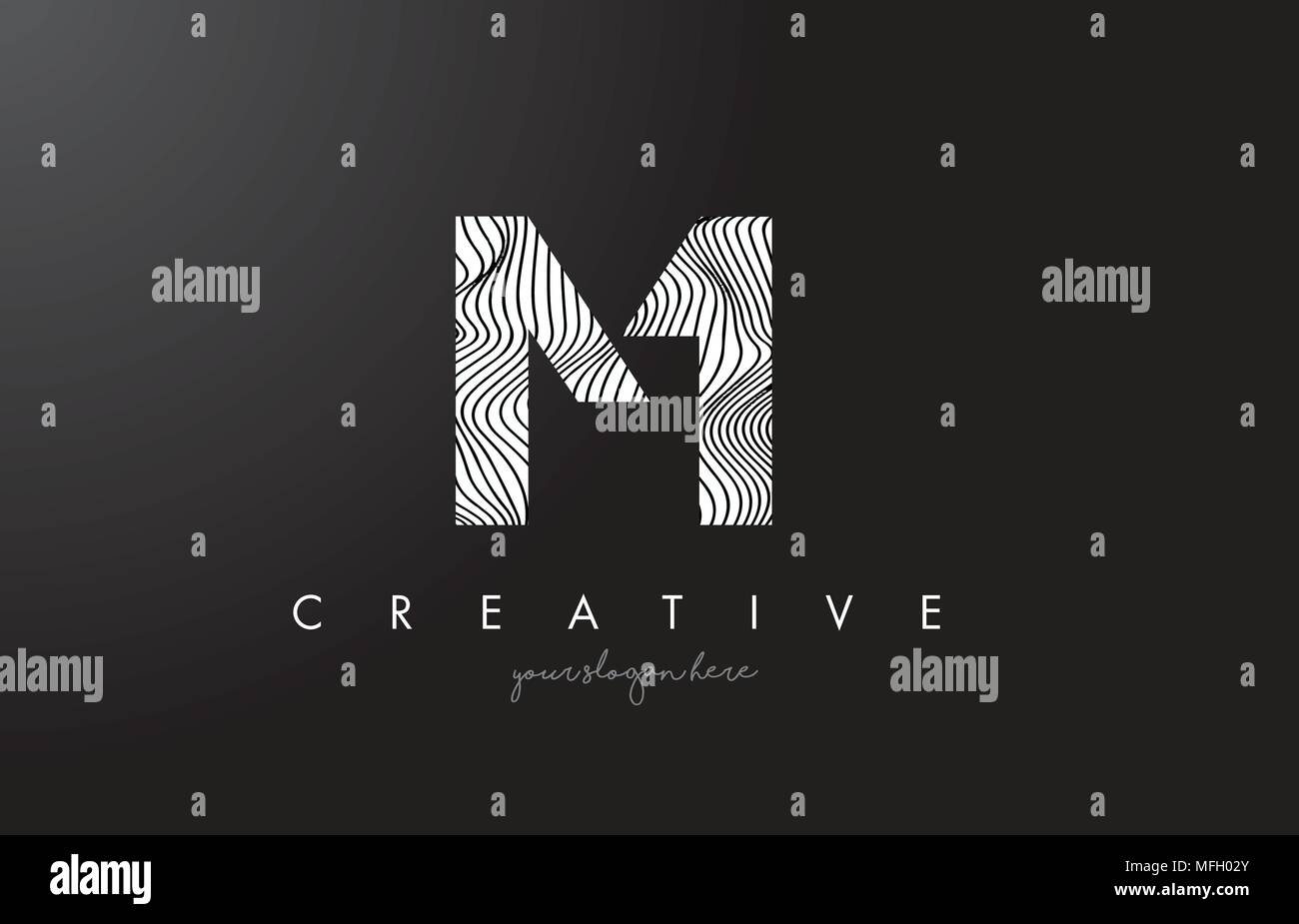 M Letter Logo with Zebra Lines Texture Design Vector Illustration. Stock Vector