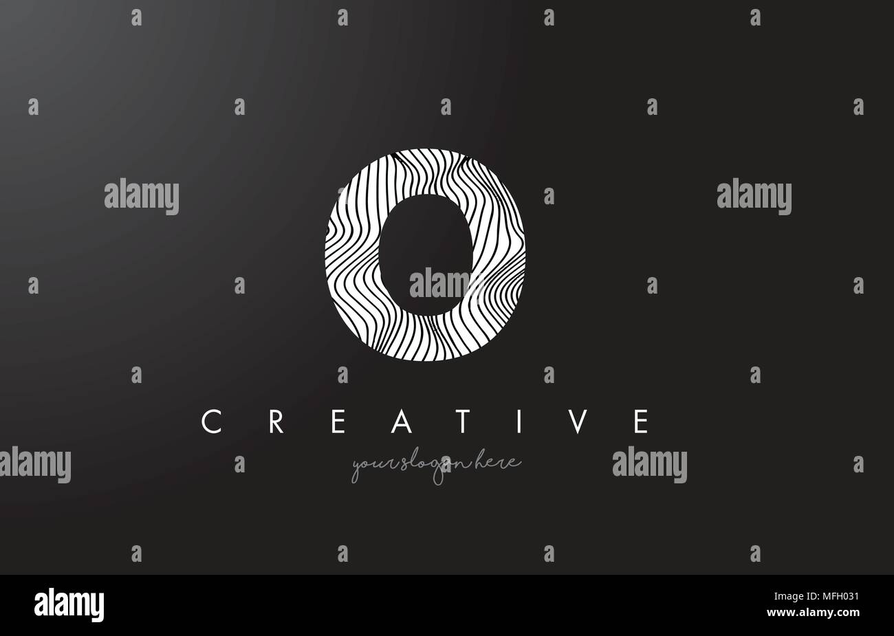 O Letter Logo with Zebra Lines Texture Design Vector Illustration. Stock Vector