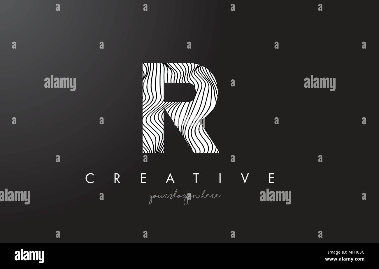 R Letter Logo with Zebra Lines Texture Design Vector Illustration Stock ...