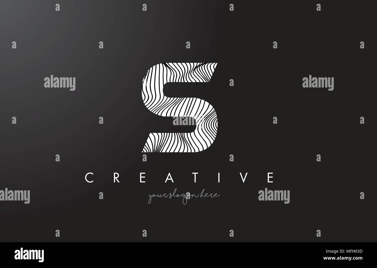 S Letter Logo with Zebra Lines Texture Design Vector Illustration. Stock Vector