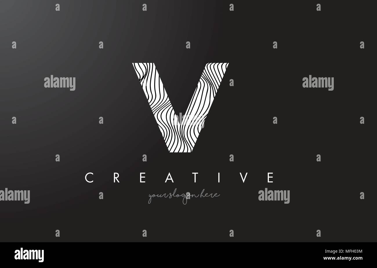 V Letter Logo with Zebra Lines Texture Design Vector Illustration Stock ...