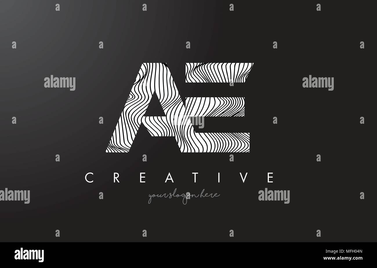 AE A D Letter Logo with Zebra Lines Texture Design Vector Illustration ...