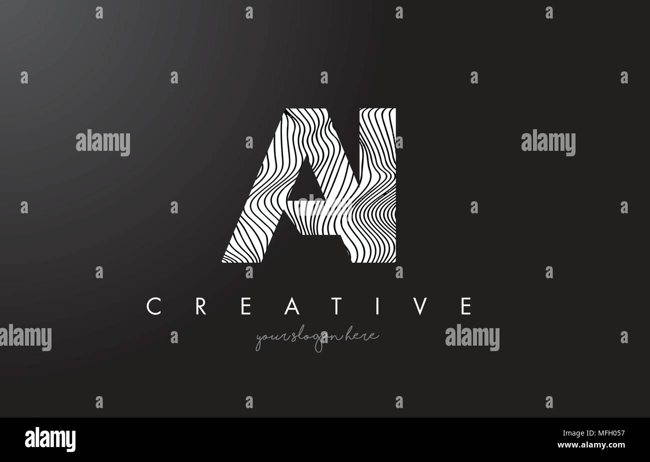 AI A I Letter Logo with Zebra Lines Texture Design Vector Illustration ...