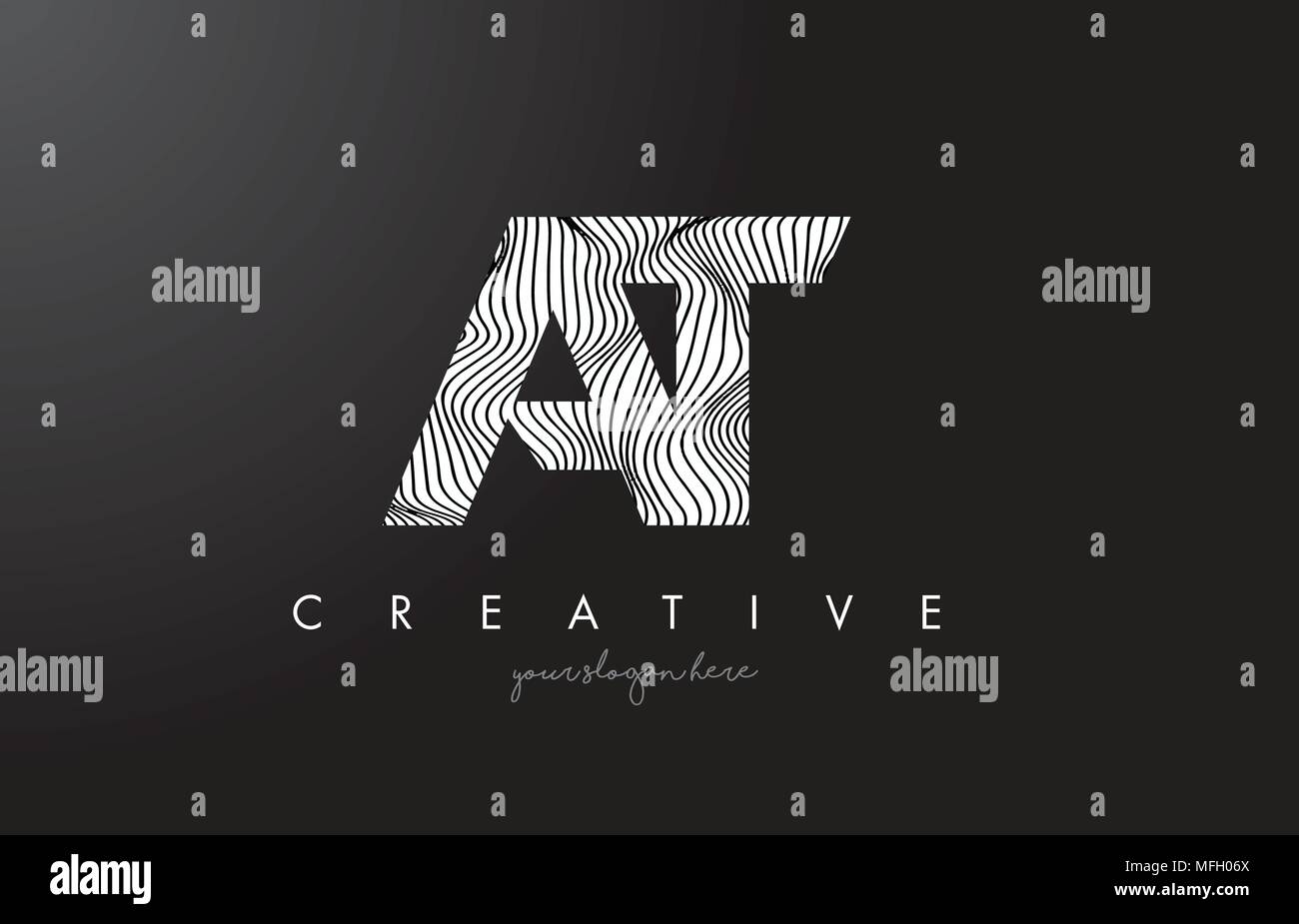 AT A T Letter Logo with Zebra Lines Texture Design Vector Illustration ...