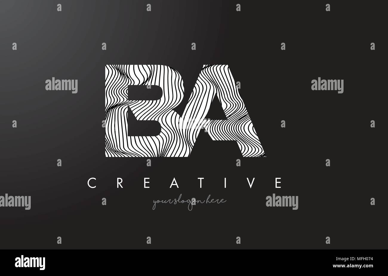 BA B A Letter Logo with Zebra Lines Texture Design Vector Illustration ...