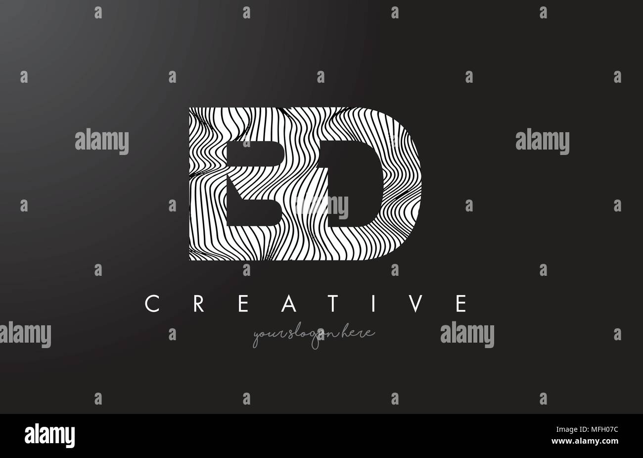 BD B D Letter Logo with Zebra Lines Texture Design Vector Illustration ...