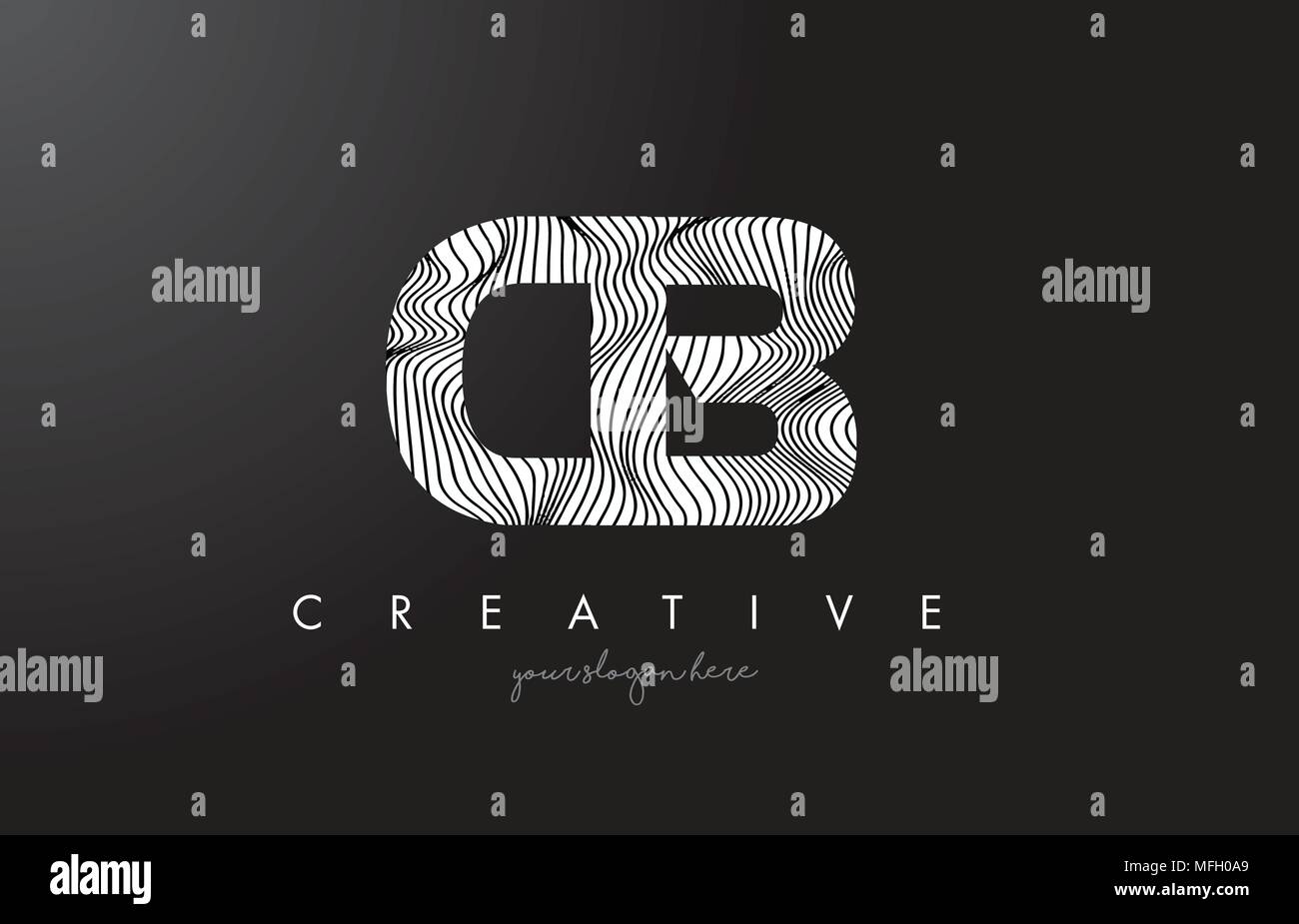 CB C B Letter Logo with Zebra Lines Texture Design Vector Illustration ...