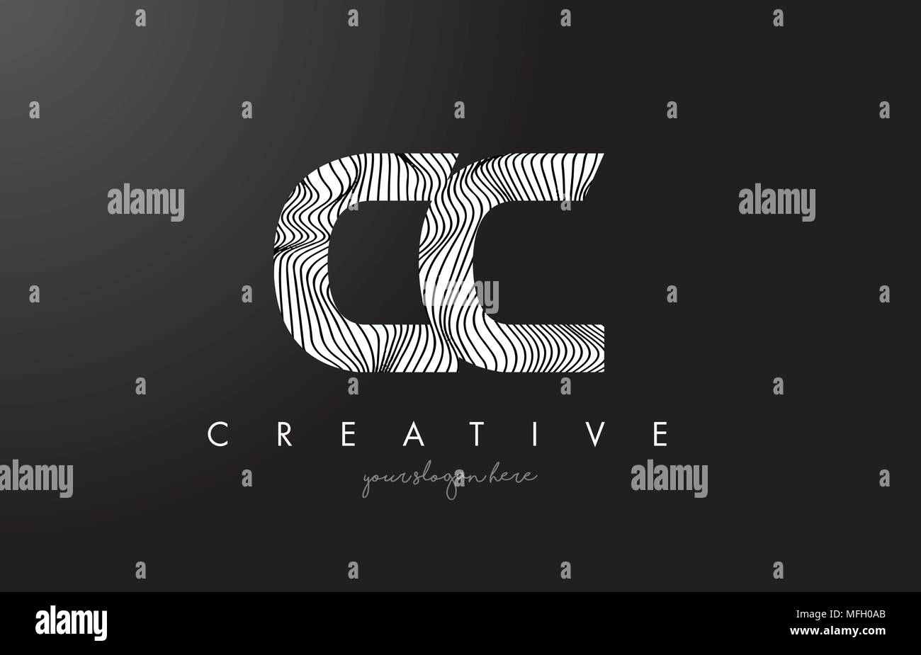 CC C C Letter Logo with Zebra Lines Texture Design Vector Illustration ...