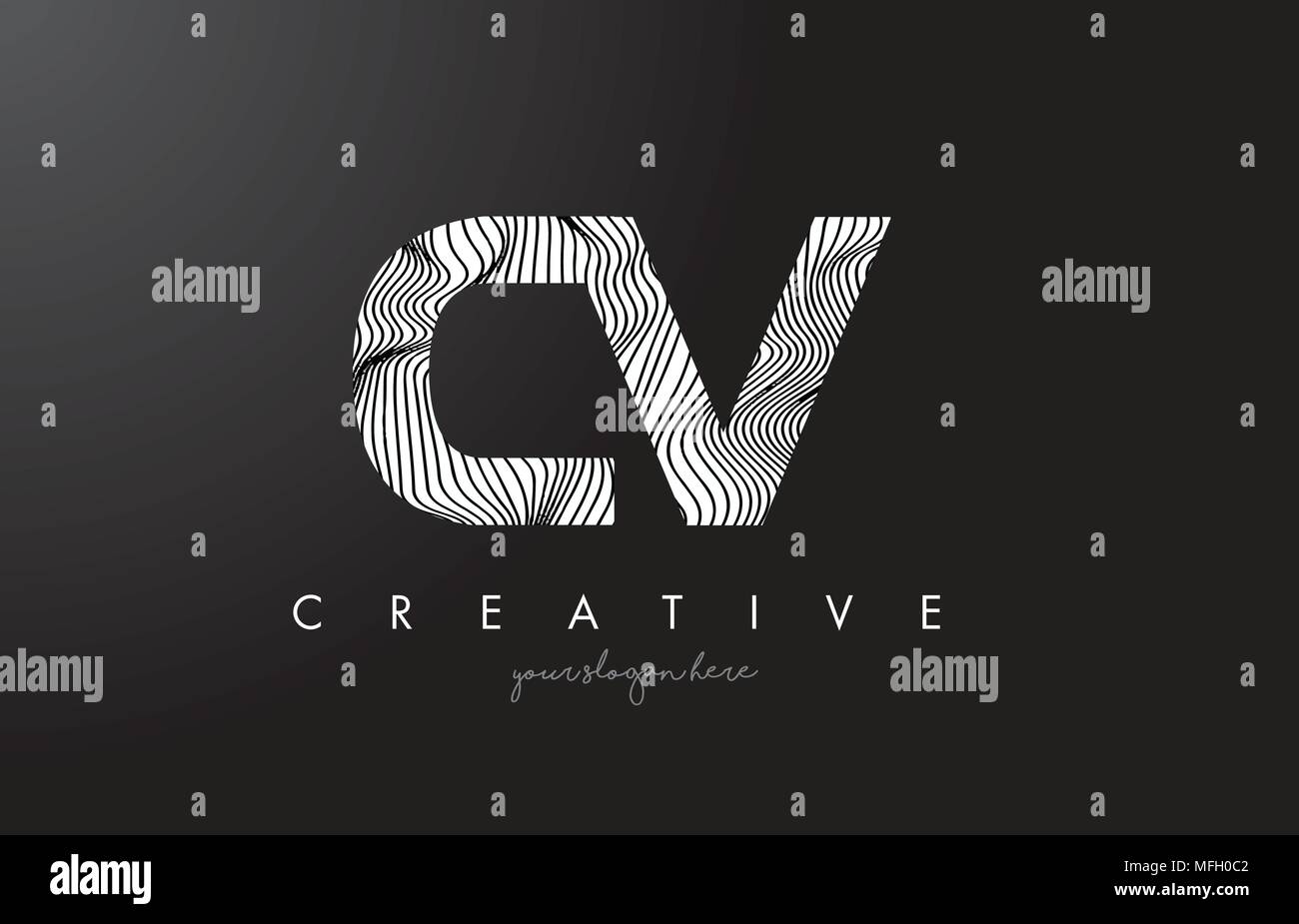 CV C V Letter Logo with Zebra Lines Texture Design Vector Illustration ...