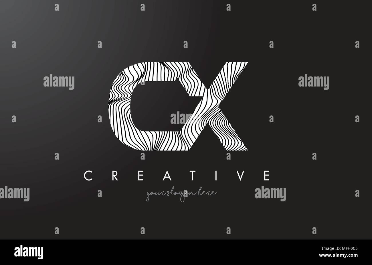 CX C X Letter Logo with Zebra Lines Texture Design Vector Illustration ...