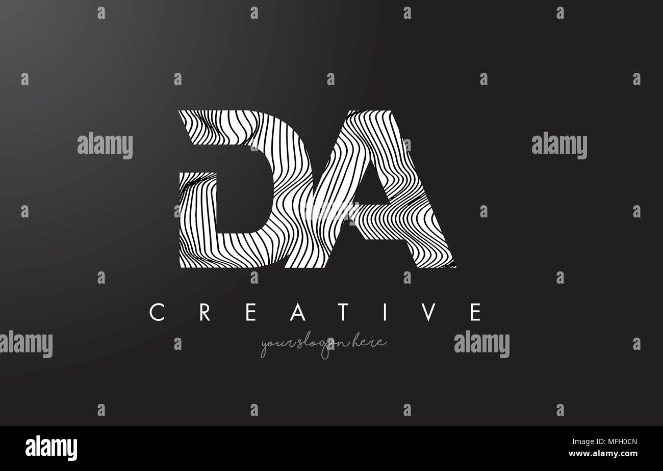 DA D A Letter Logo with Zebra Lines Texture Design Vector Illustration ...