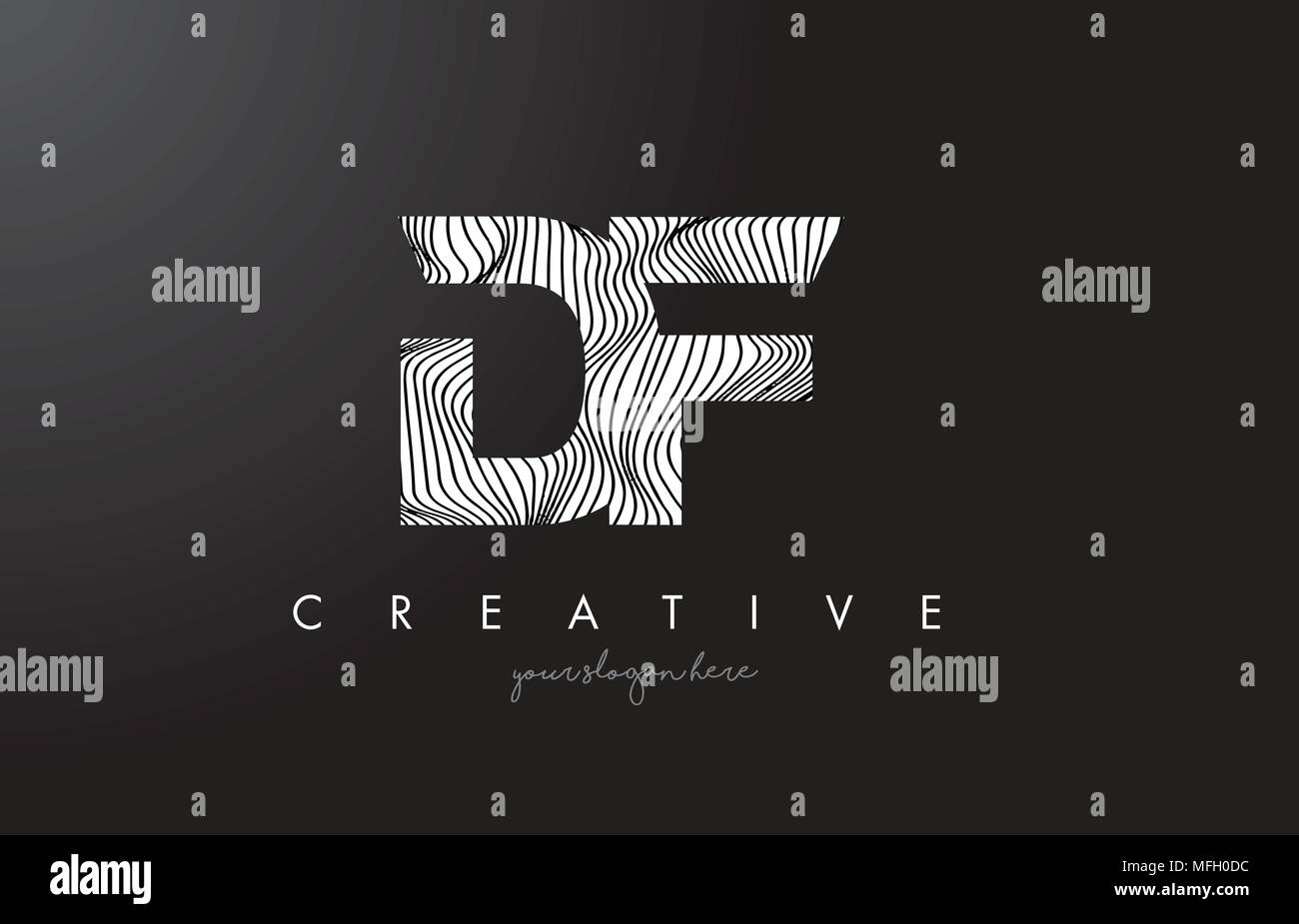 DF D F Letter Logo with Zebra Lines Texture Design Vector Illustration ...