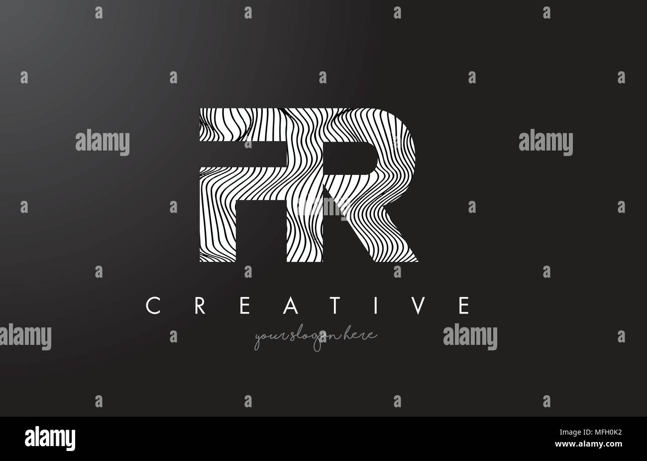 FR F R Letter Logo with Zebra Lines Texture Design Vector Illustration ...