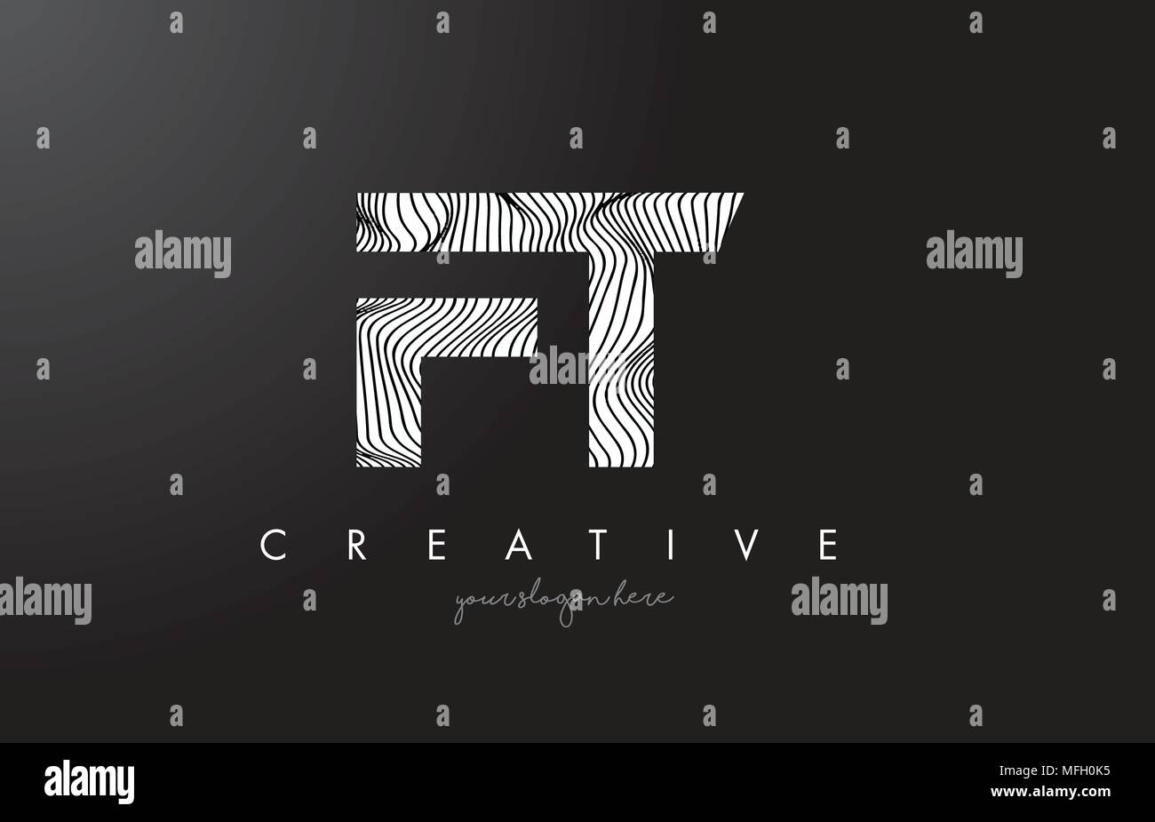 FT F T Letter Logo with Zebra Lines Texture Design Vector Illustration ...