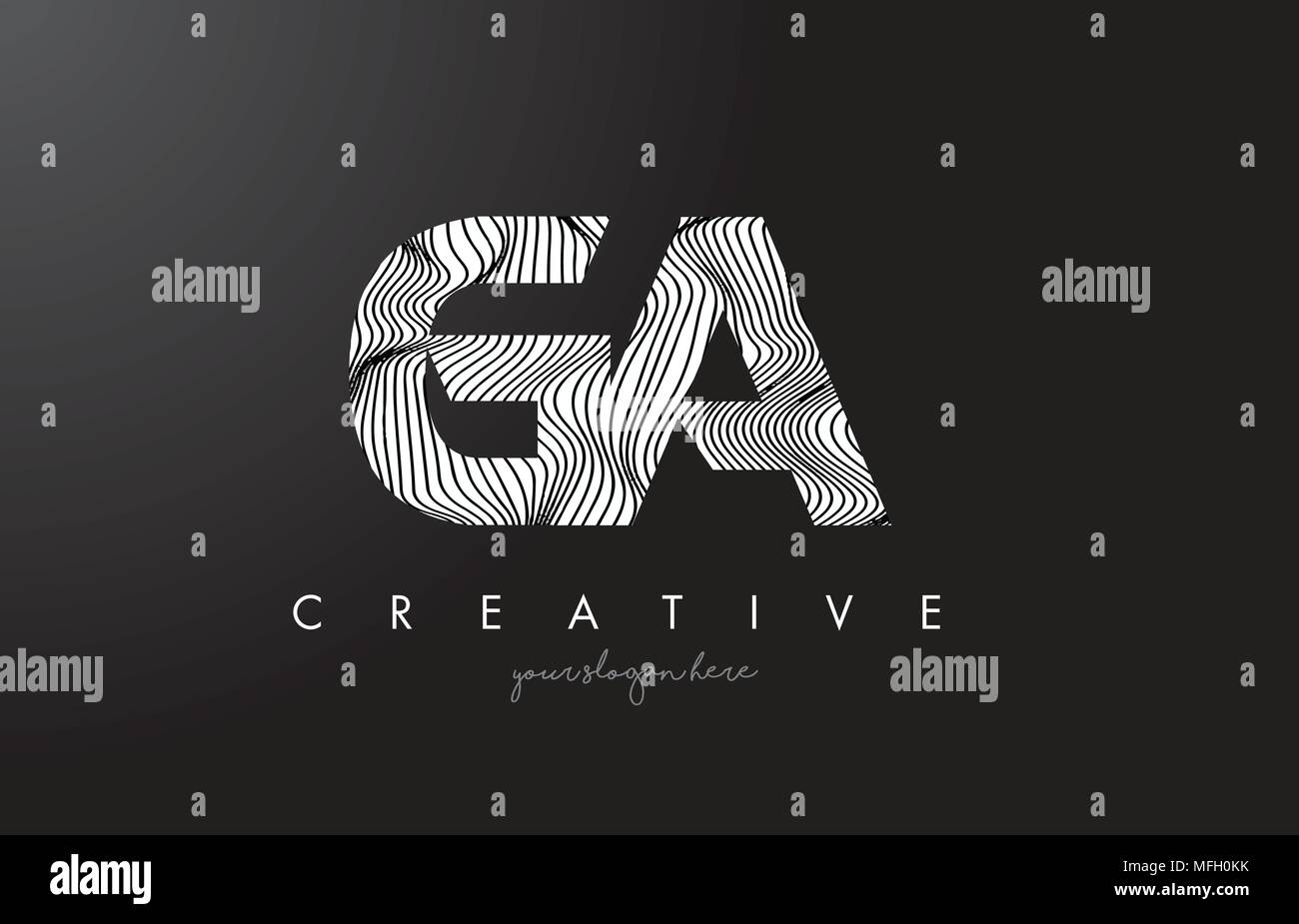GA G A Letter Logo with Zebra Lines Texture Design Vector Illustration. Stock Vector