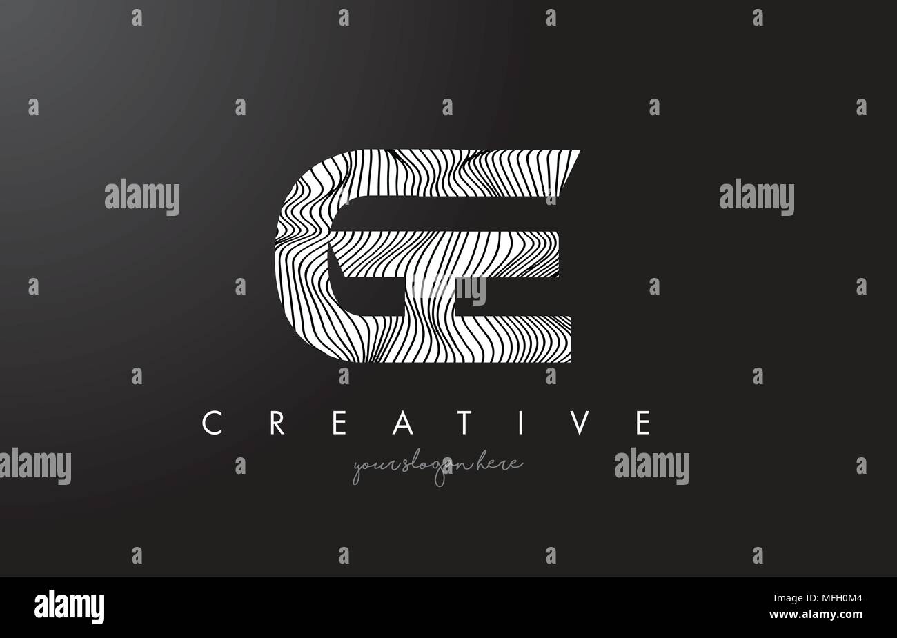 GE G E Letter Logo with Zebra Lines Texture Design Vector Illustration ...