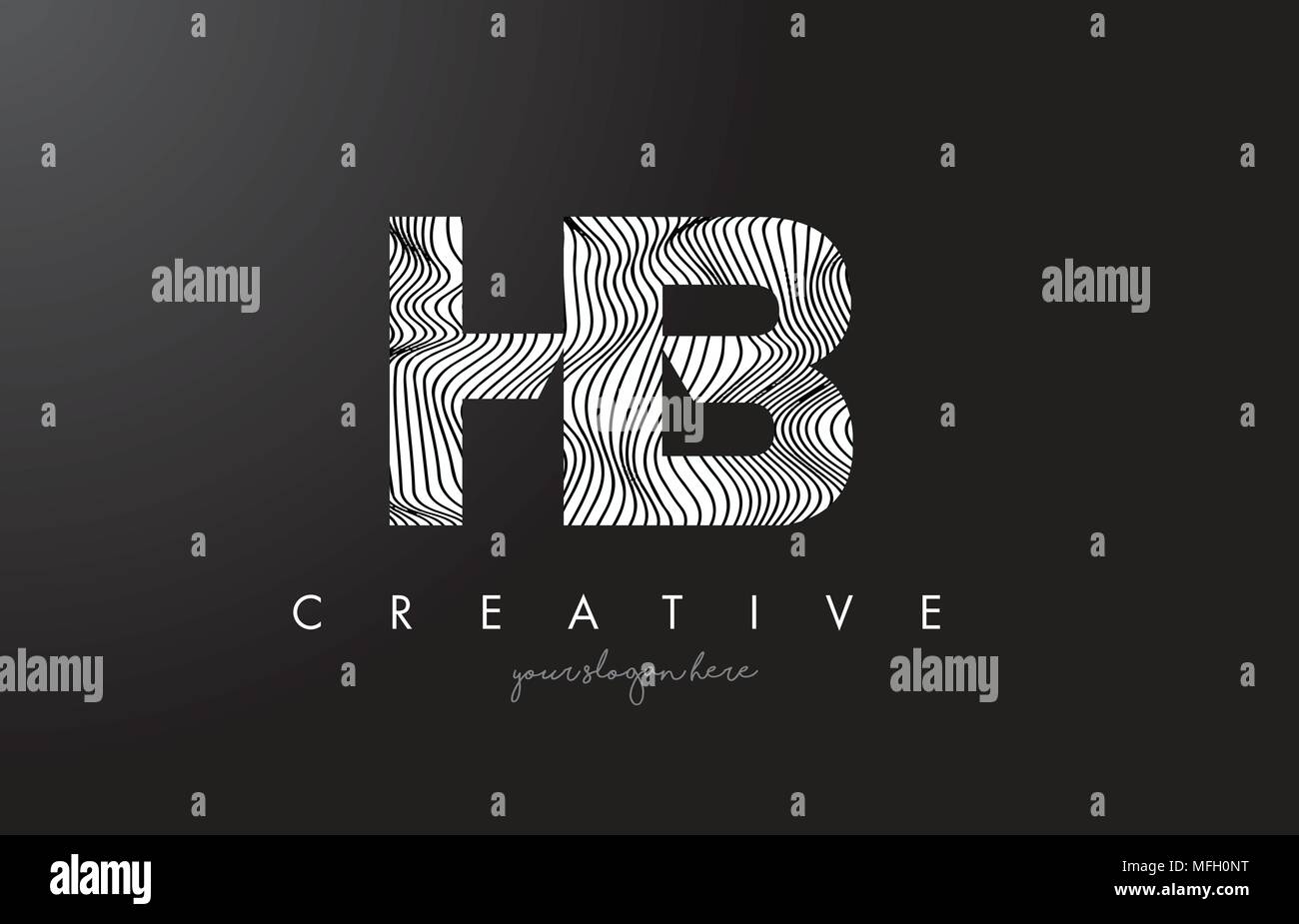 HB H B Letter Logo with Zebra Lines Texture Design Vector Illustration. Stock Vector