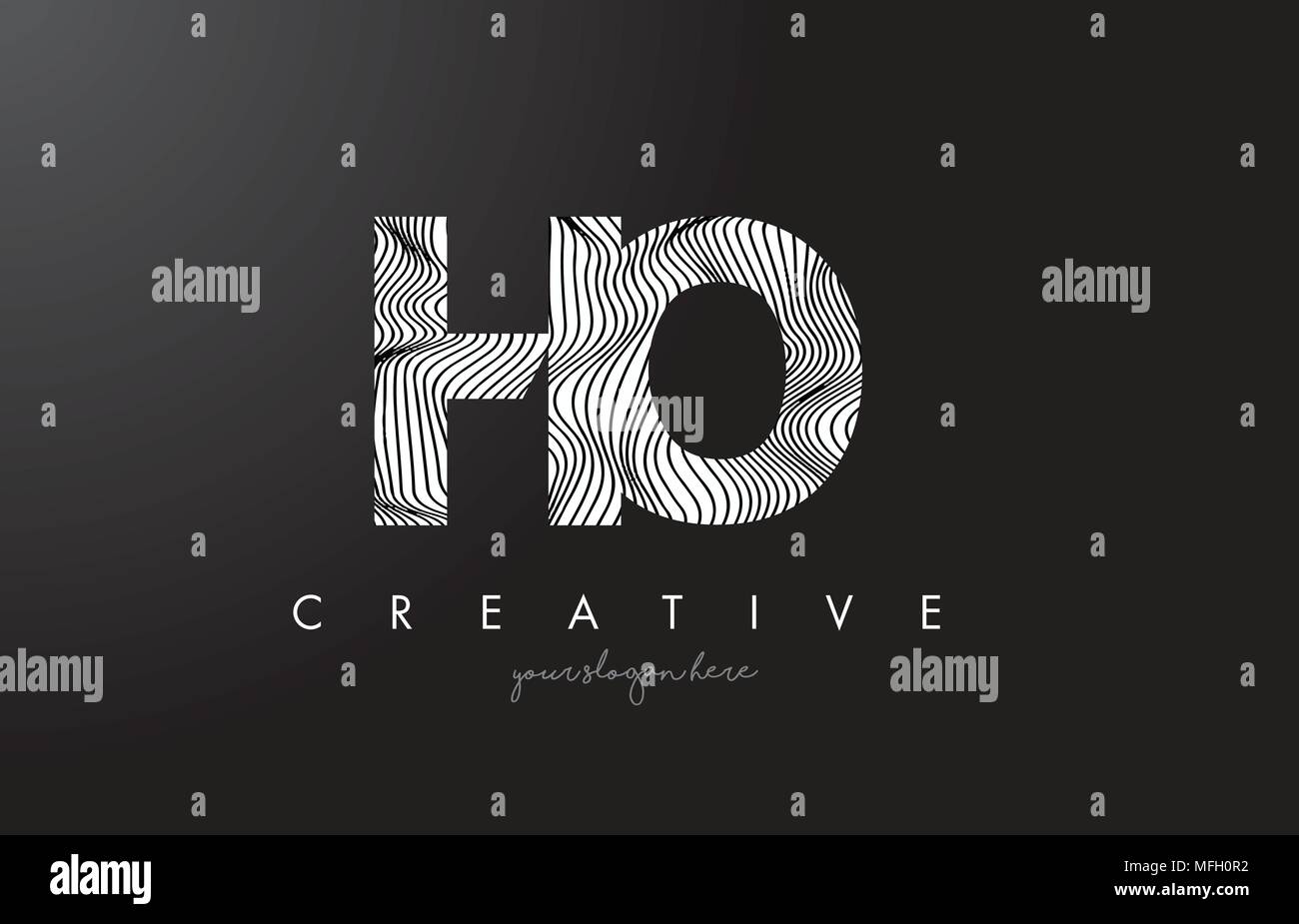 HO H O Letter Logo with Zebra Lines Texture Design Vector Illustration. Stock Vector