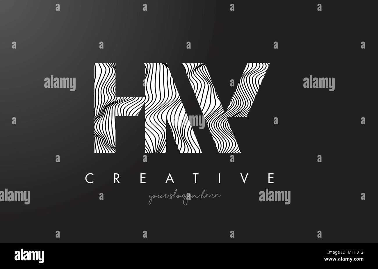 Hw Lettering HW H W Letter Logo with Zebra Lines Texture Design Vector Illustration ...