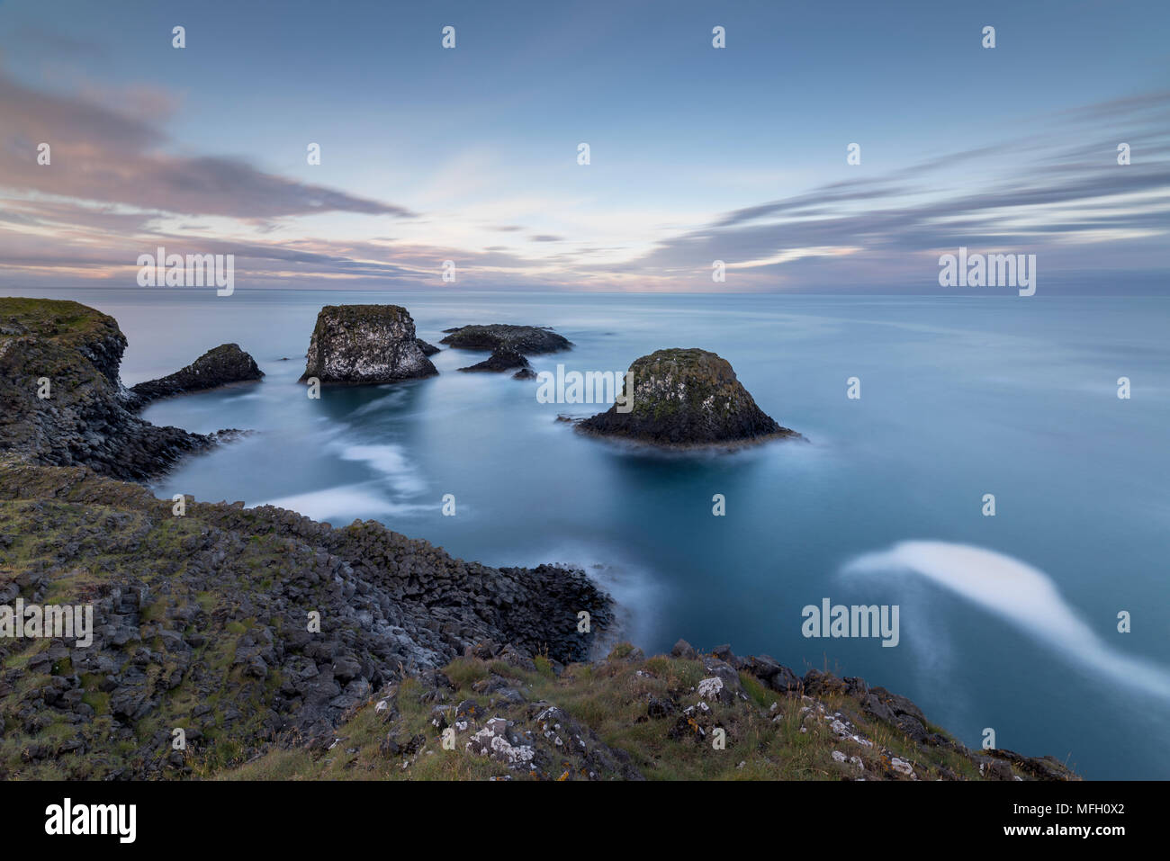 Rock formations, Arnarstapi, Snaefellsnes Peninsula, Iceland, Polar Regions Stock Photo