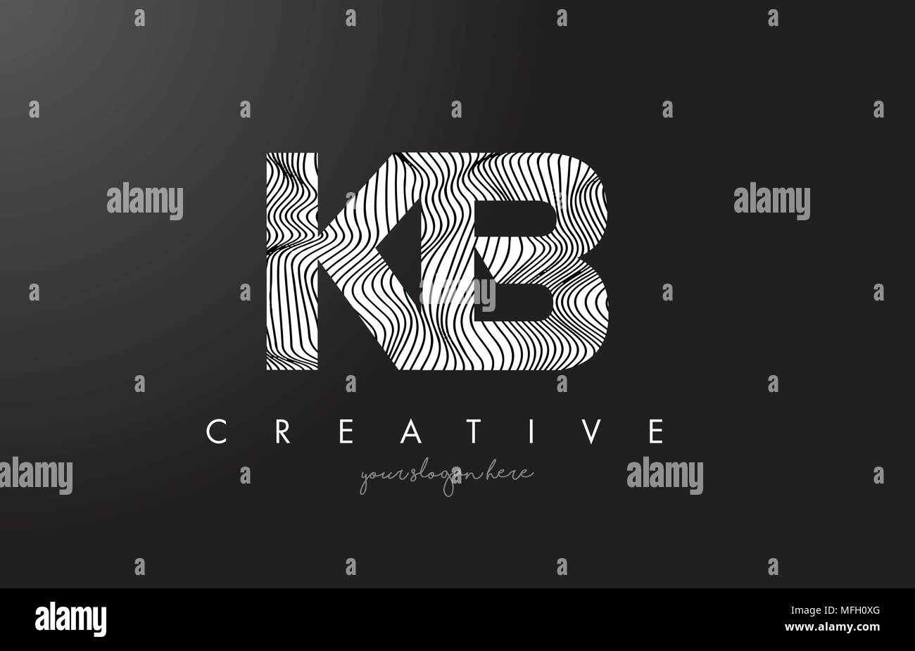 KB K B Letter Logo with Zebra Lines Texture Design Vector Illustration. Stock Vector