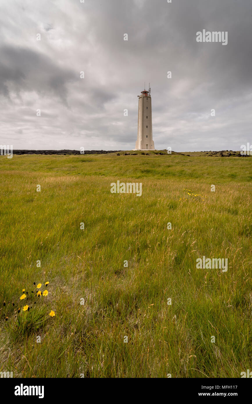 Malariff Lighthouse, Snaefellsnes, Iceland, Polar Regions Stock Photo