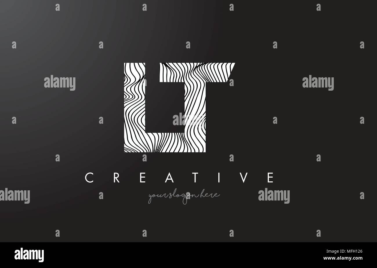 LT L T Letter Logo with Zebra Lines Texture Design Vector Illustration ...