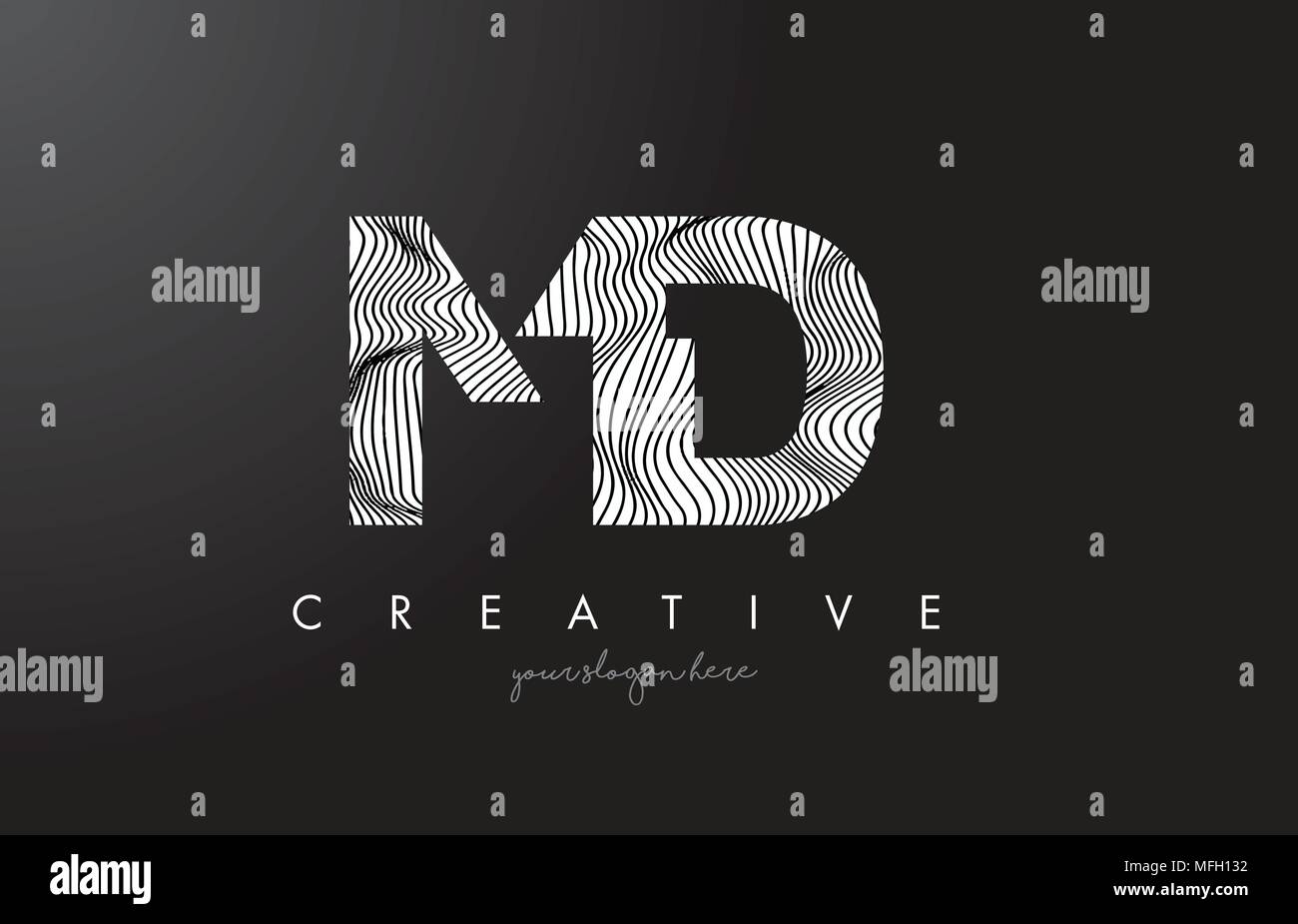 MD M D Letter Logo with Zebra Lines Texture Design Vector Illustration ...