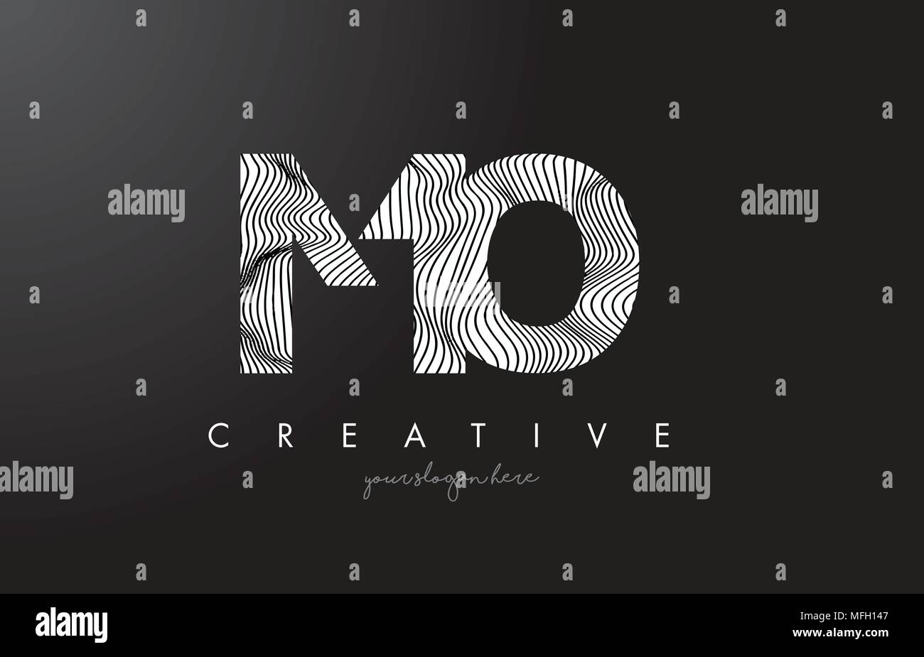 MO M O Letter Logo with Zebra Lines Texture Design Vector Illustration ...