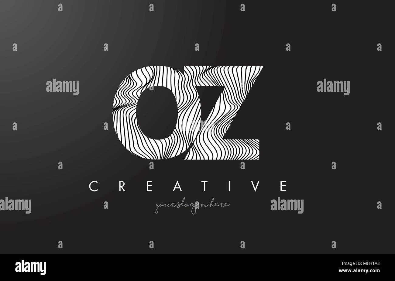 OZ O Z Letter Logo with Zebra Lines Texture Design Vector Illustration. Stock Vector