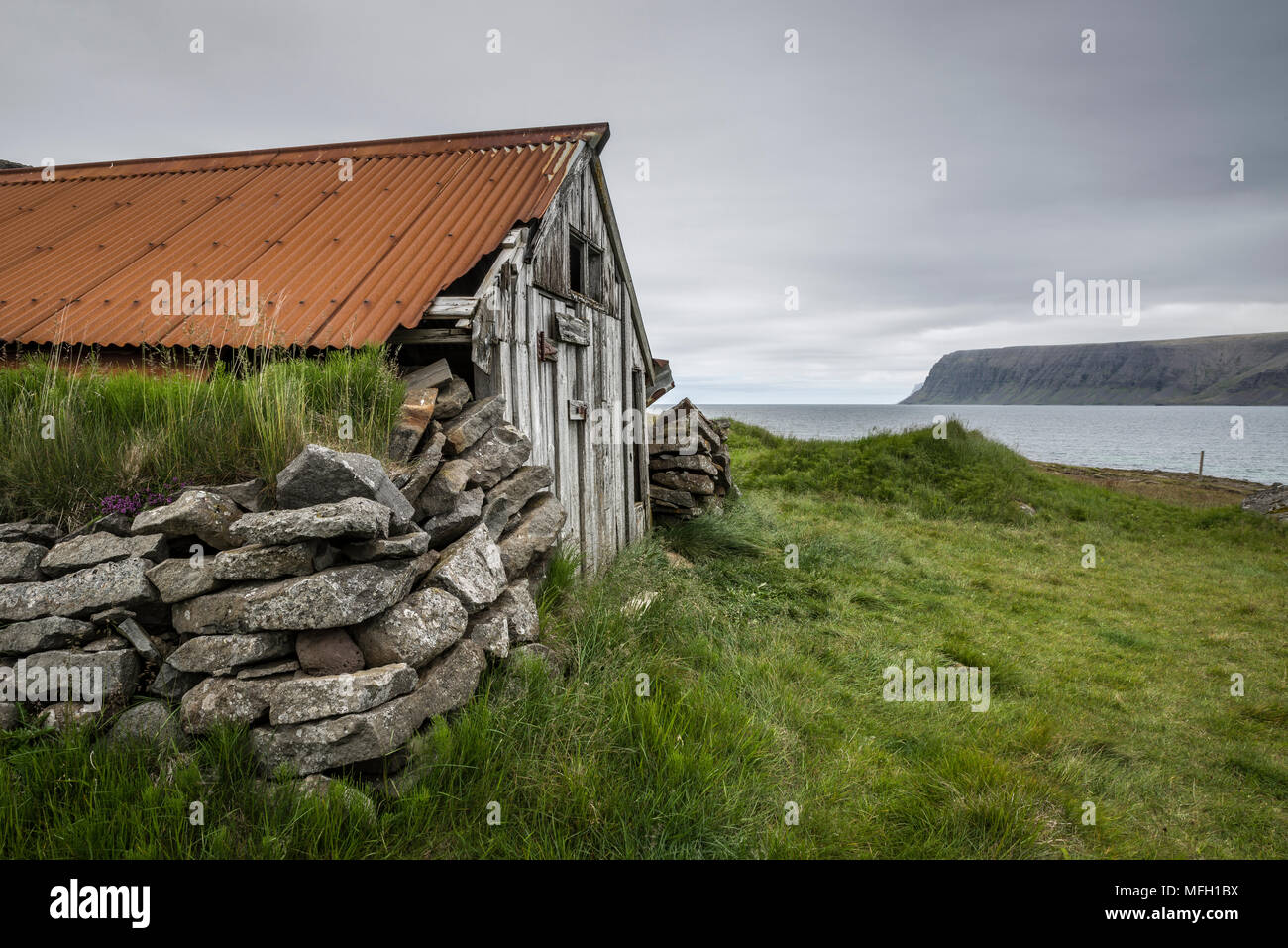 Abandoned farmhouse, Westfjords, Iceland, Polar Regions Stock Photo