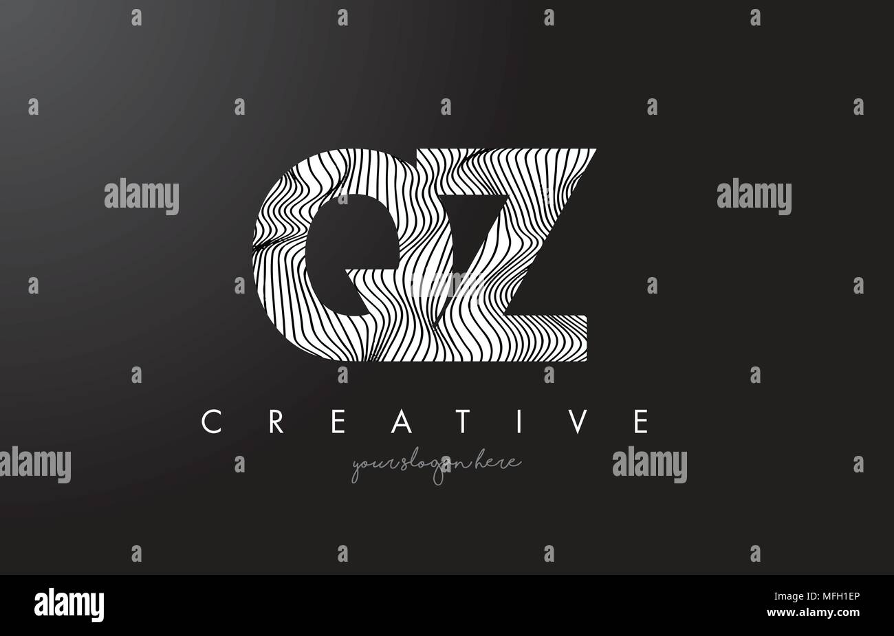 QZ Q Z Letter Logo with Zebra Lines Texture Design Vector Illustration. Stock Vector