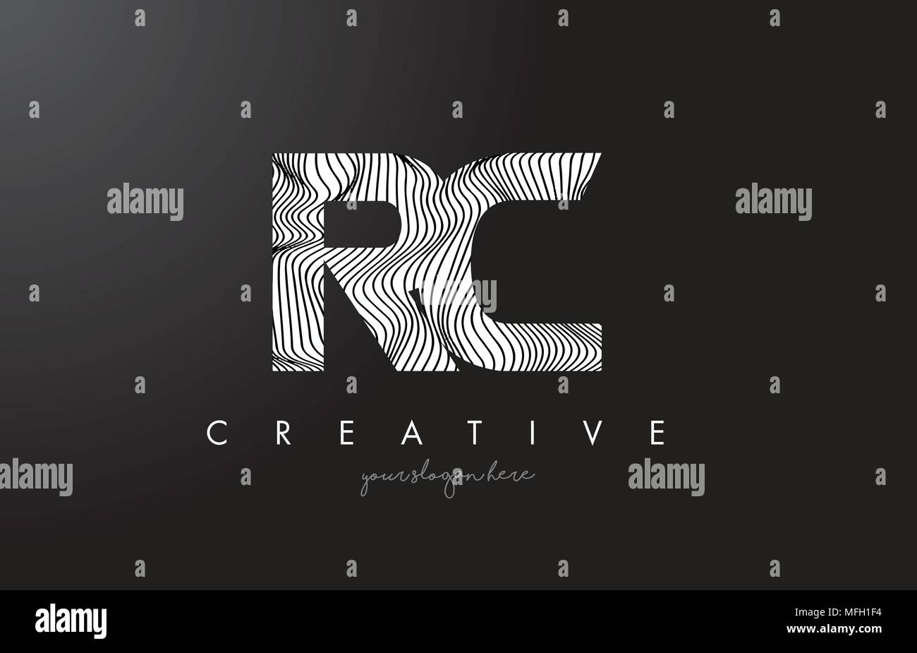 RC R C Letter Logo with Zebra Lines Texture Design Vector Illustration ...