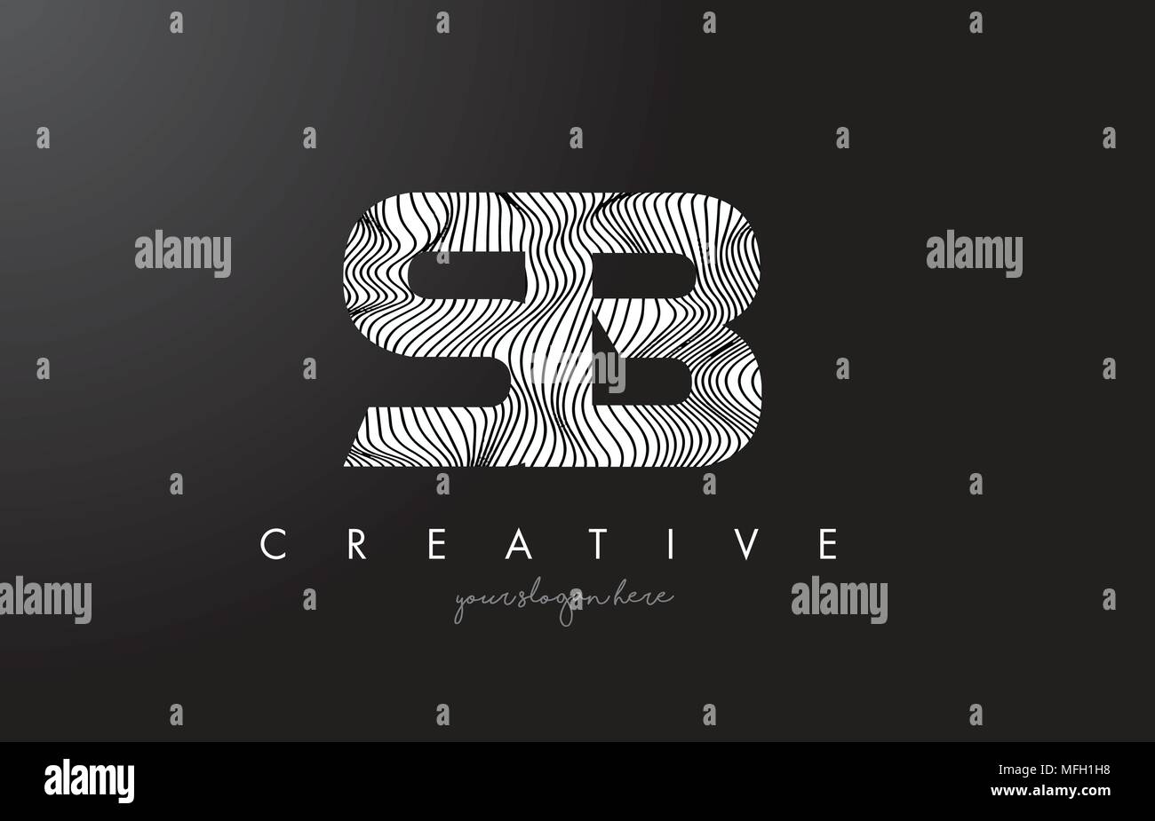 SB S B Letter Logo with Zebra Lines Texture Design Vector Illustration ...