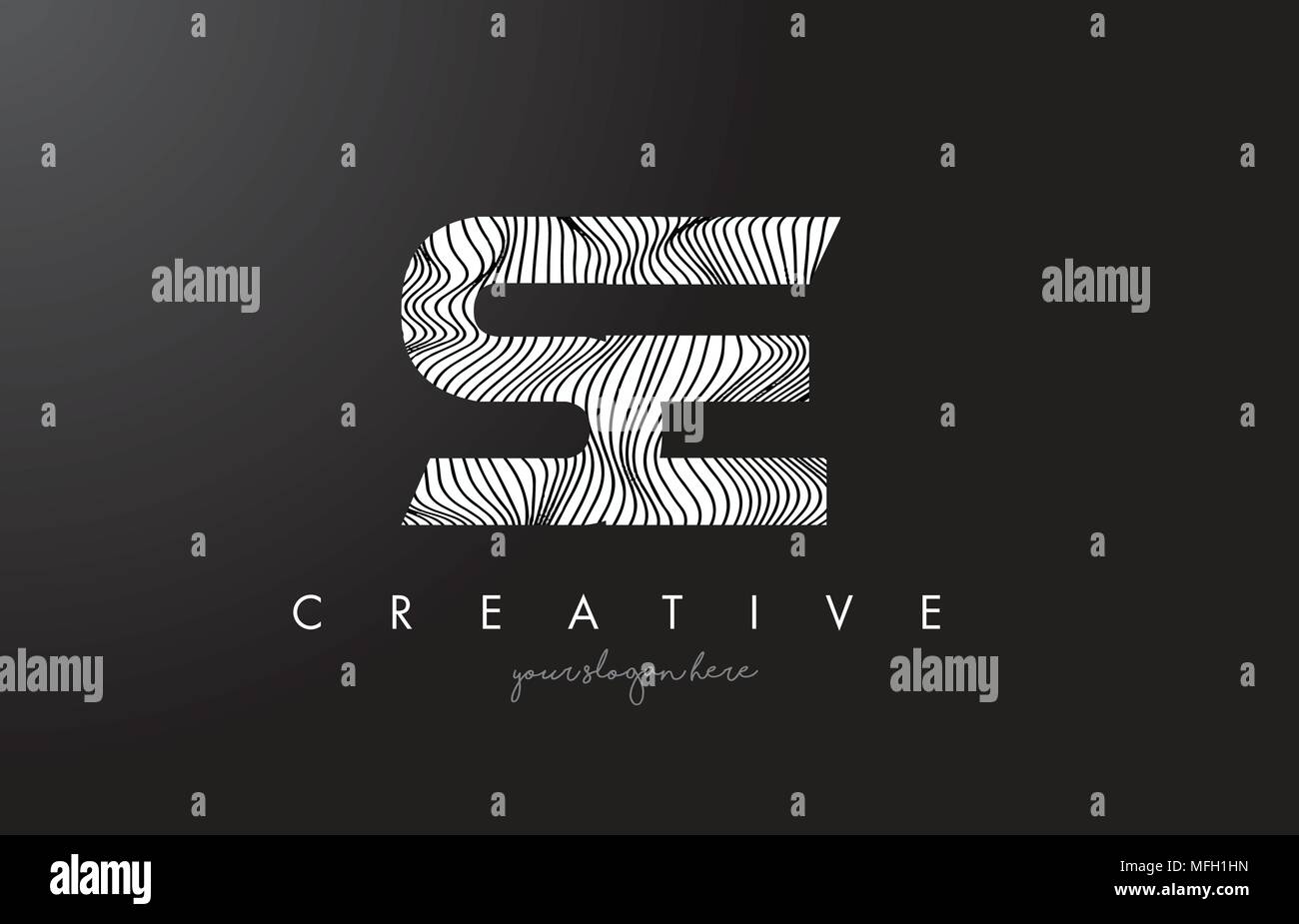 SE S E Letter Logo with Zebra Lines Texture Design Vector Illustration ...