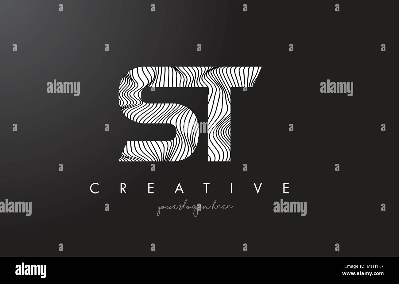 ST S T Letter Logo with Zebra Lines Texture Design Vector Illustration ...