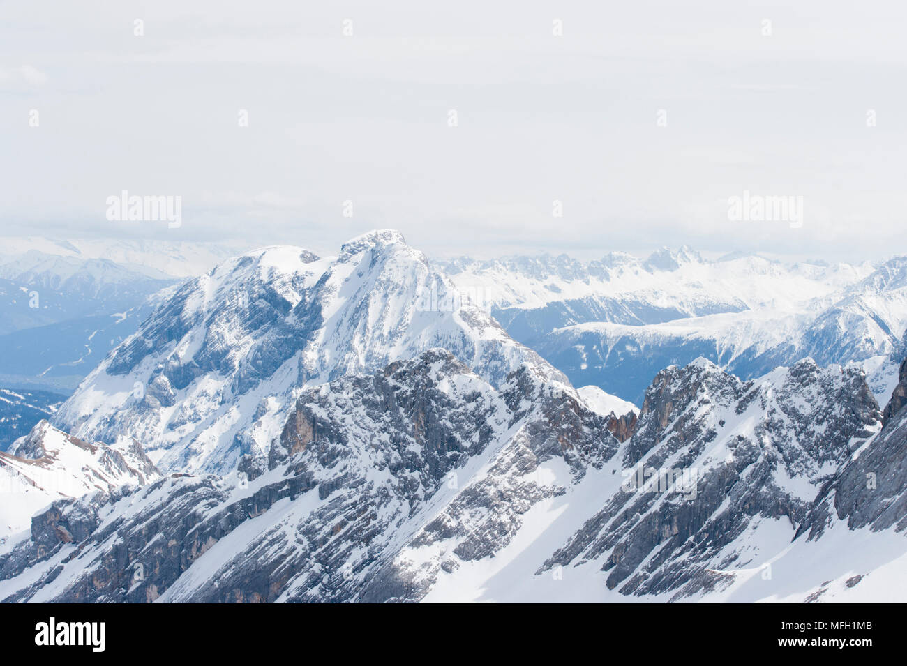 Alps mountain range viewed from Zugspitze, in Eastern Alps, which form part  of the Wetterstein mountains,(German: Wettersteingebirge), Bavaria,Germany  Stock Photo - Alamy