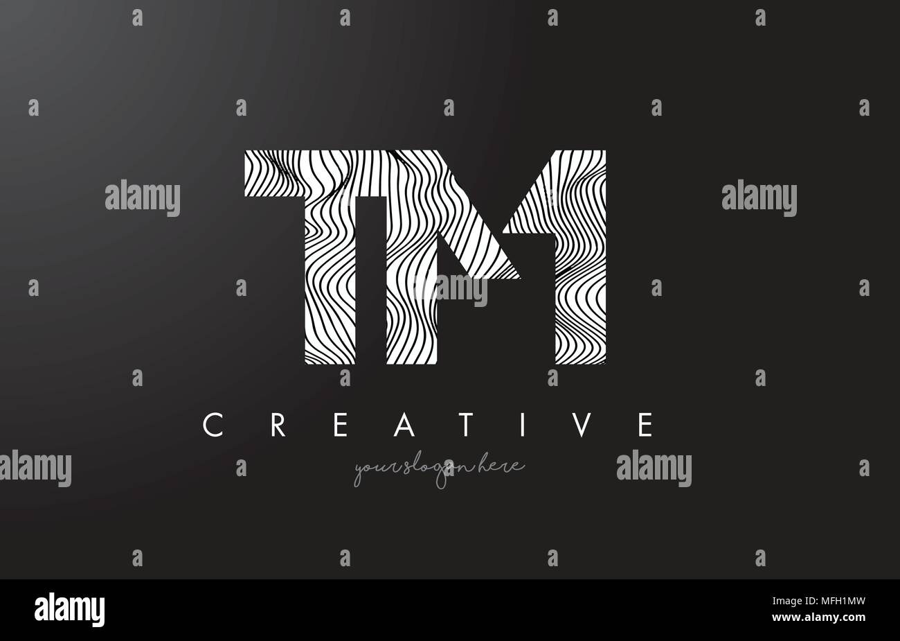 TM T M Letter Logo with Zebra Lines Texture Design Vector Illustration. Stock Vector
