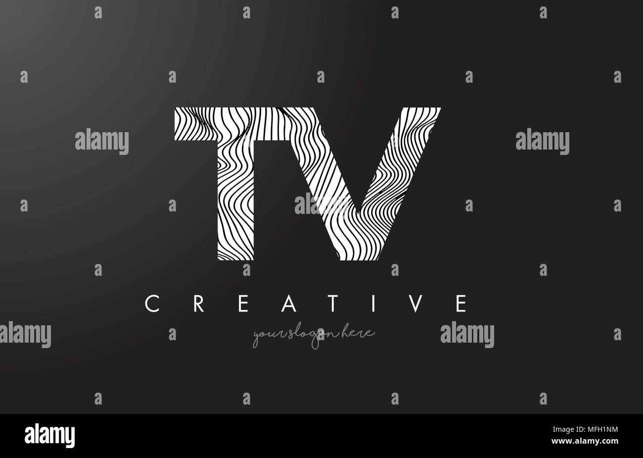 TV T V Letter Logo with Zebra Lines Texture Design Vector Illustration ...